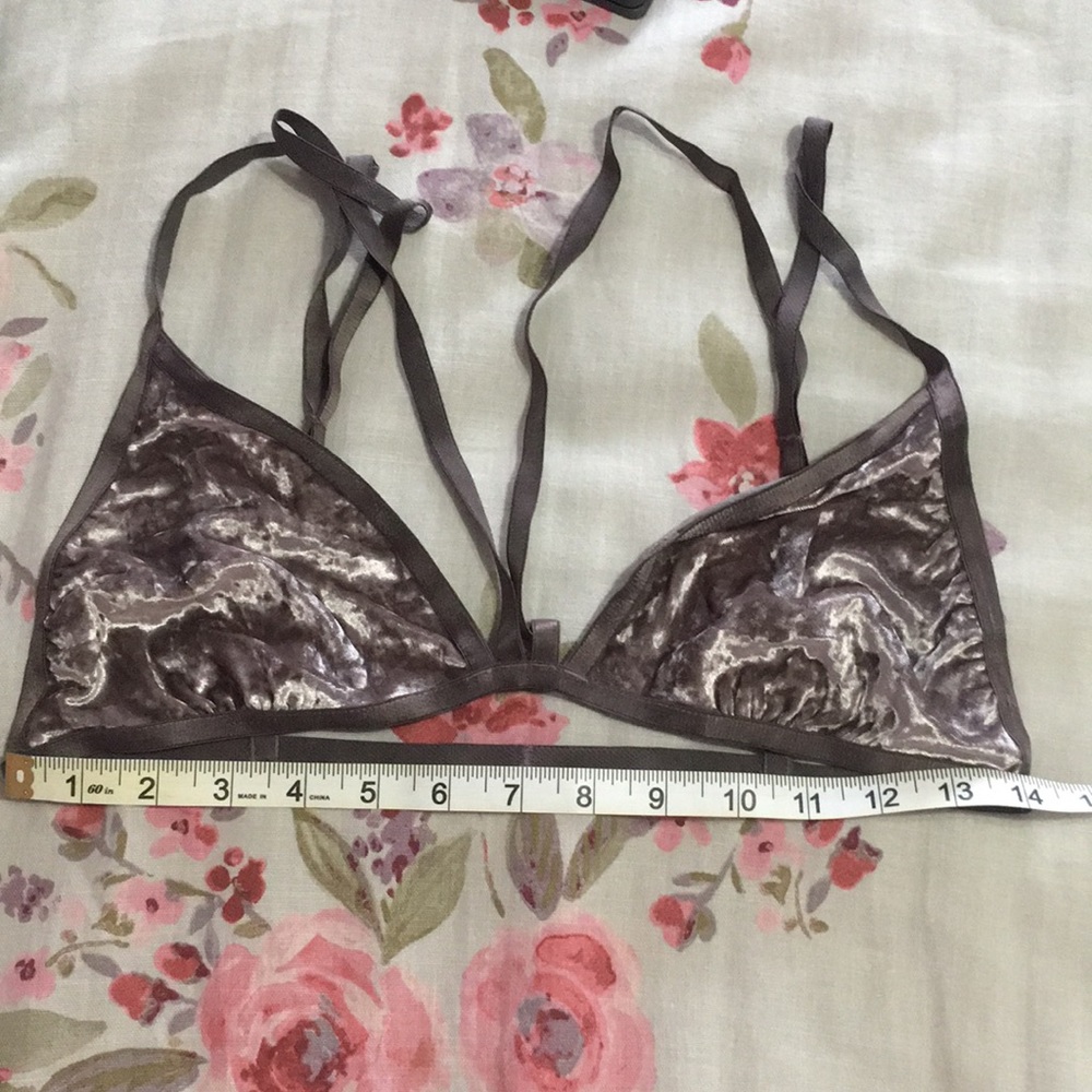Gray velvet bralette